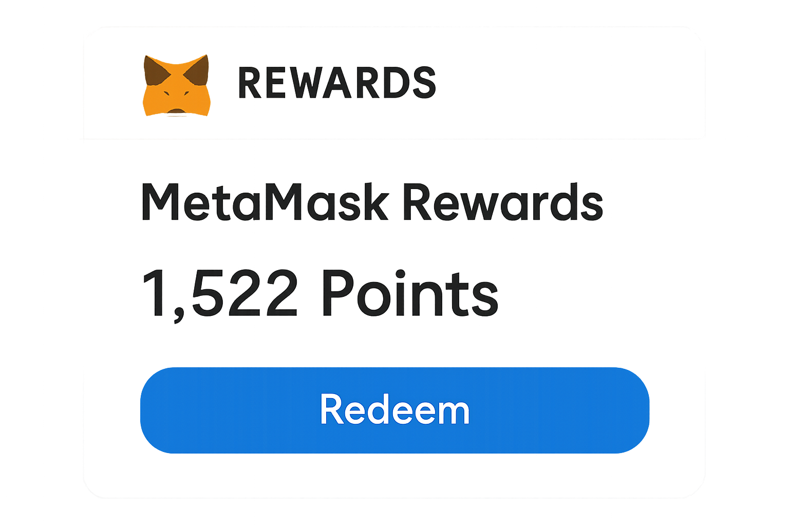 MetaMask Rewards tab with points and redeem button