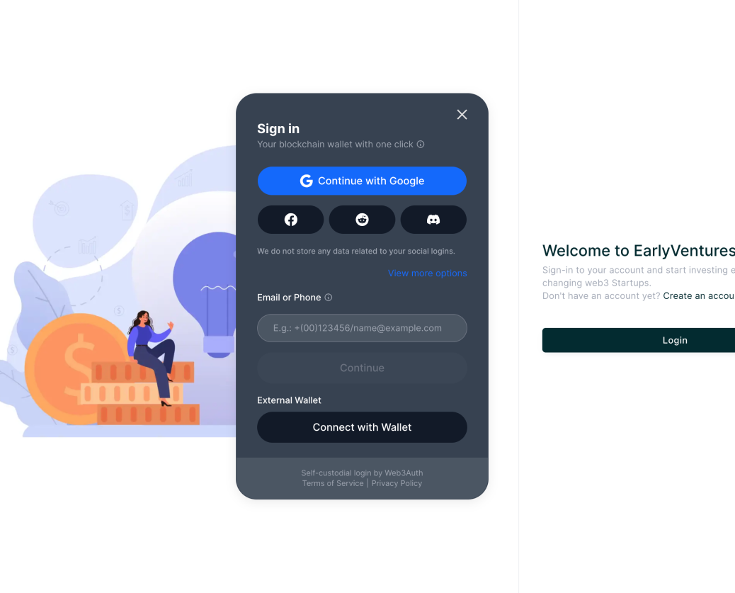 Web3Auth email onboarding screen