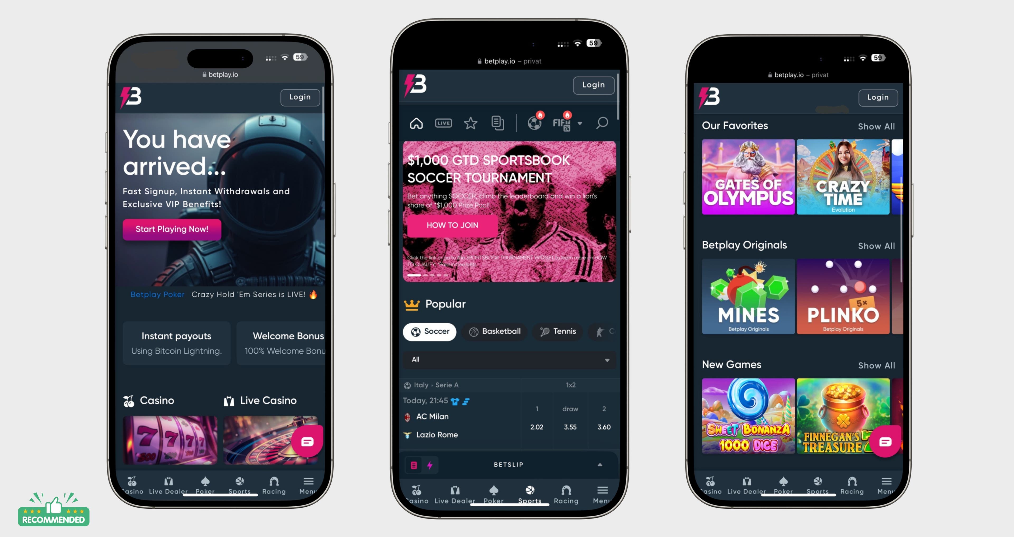 Mobile crypto esports betting app screenshot
