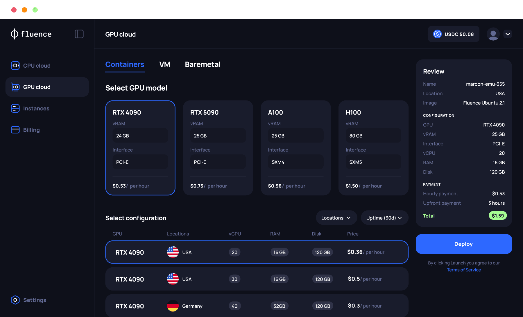 DePIN GPU rate setting dashboard