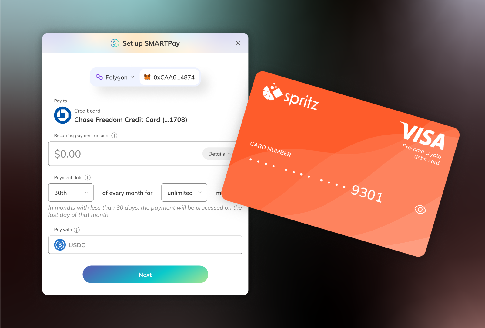 Spritz Finance stablecoin card