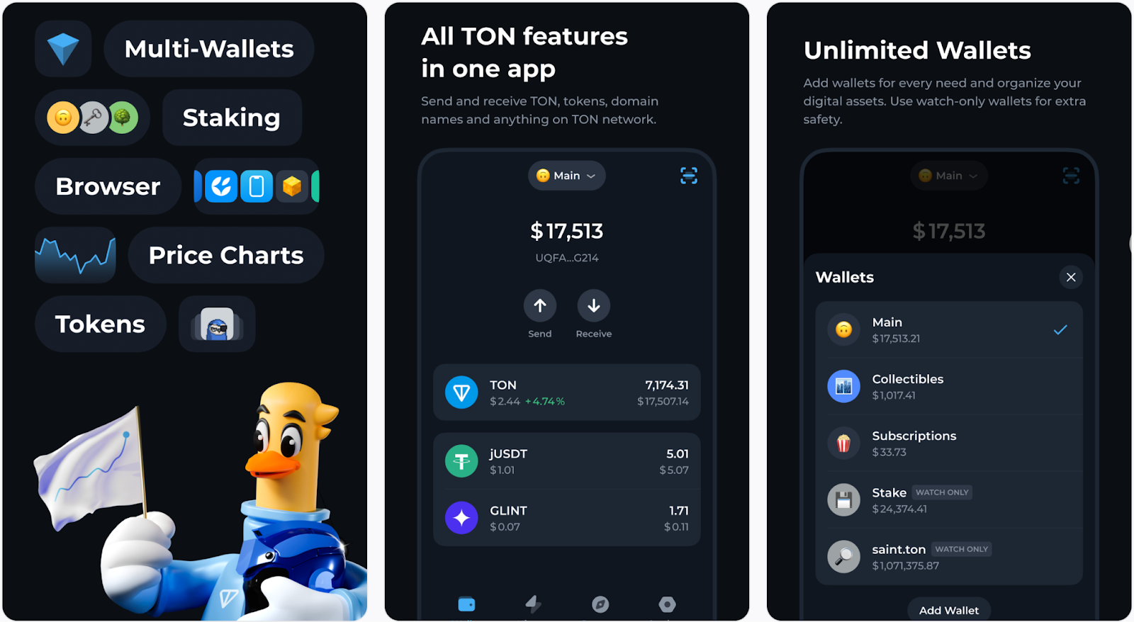 Tonkeeper wallet interface in Telegram