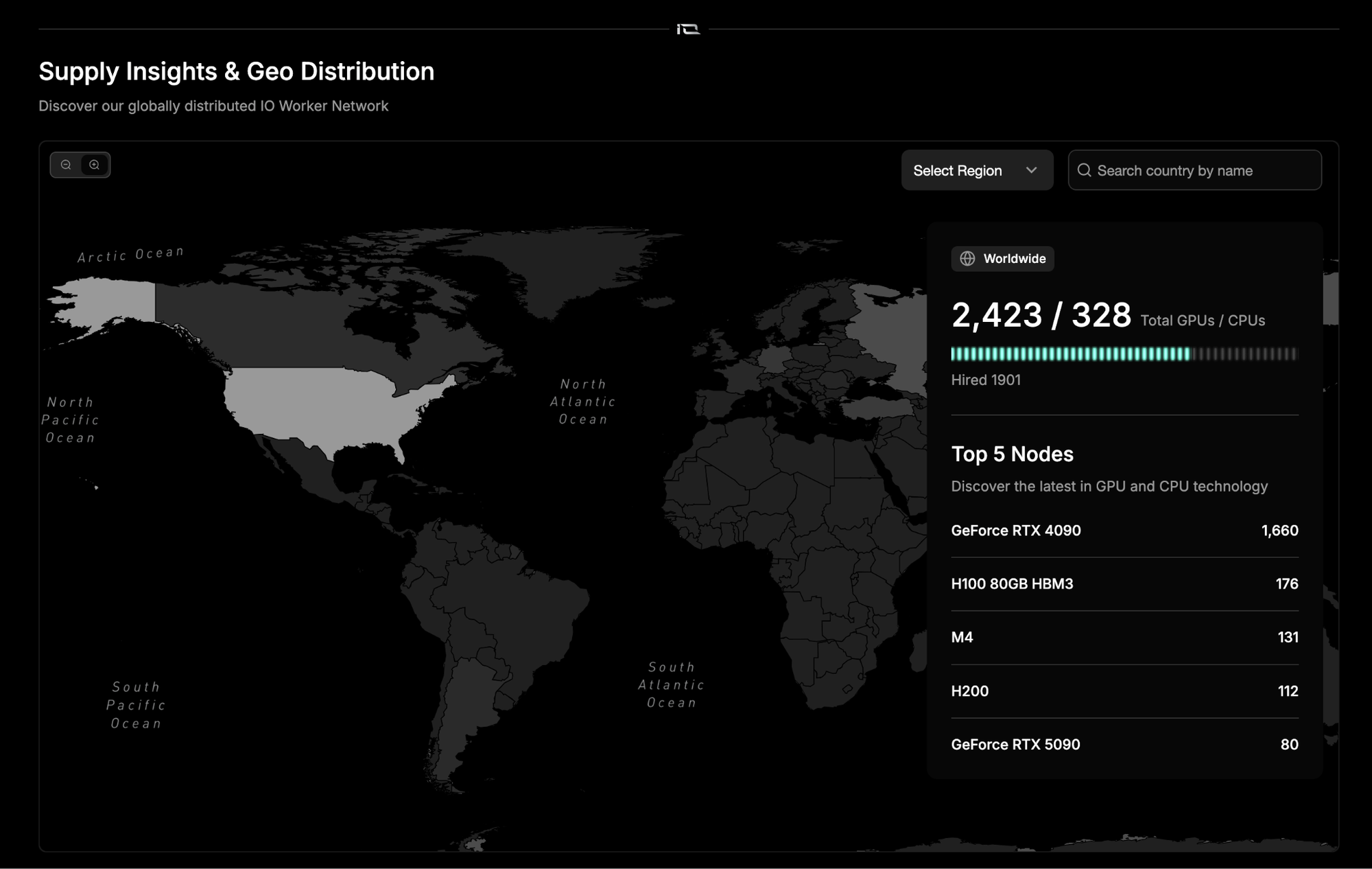 Solana io.net global GPU network map