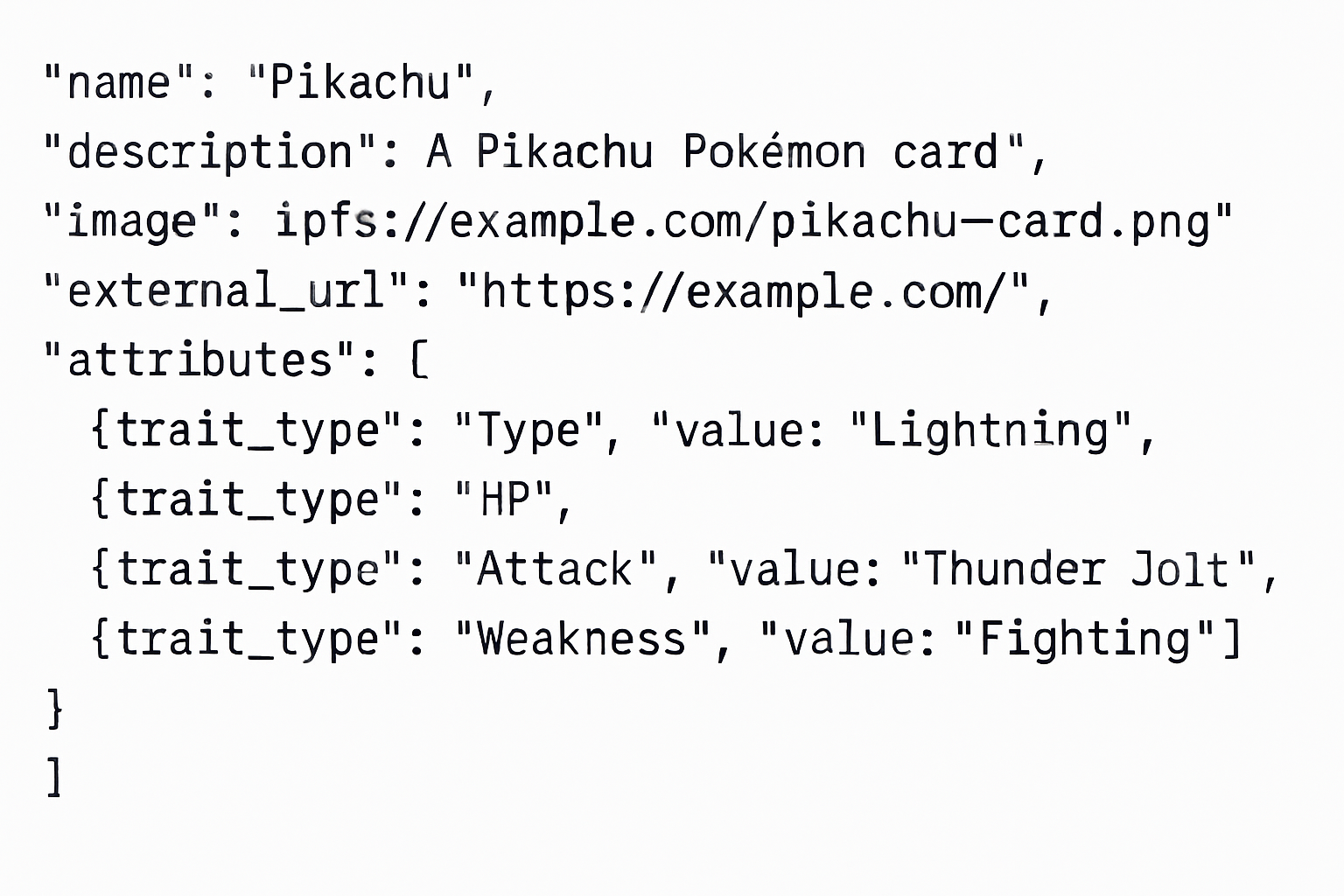 Pokémon card NFT metadata example