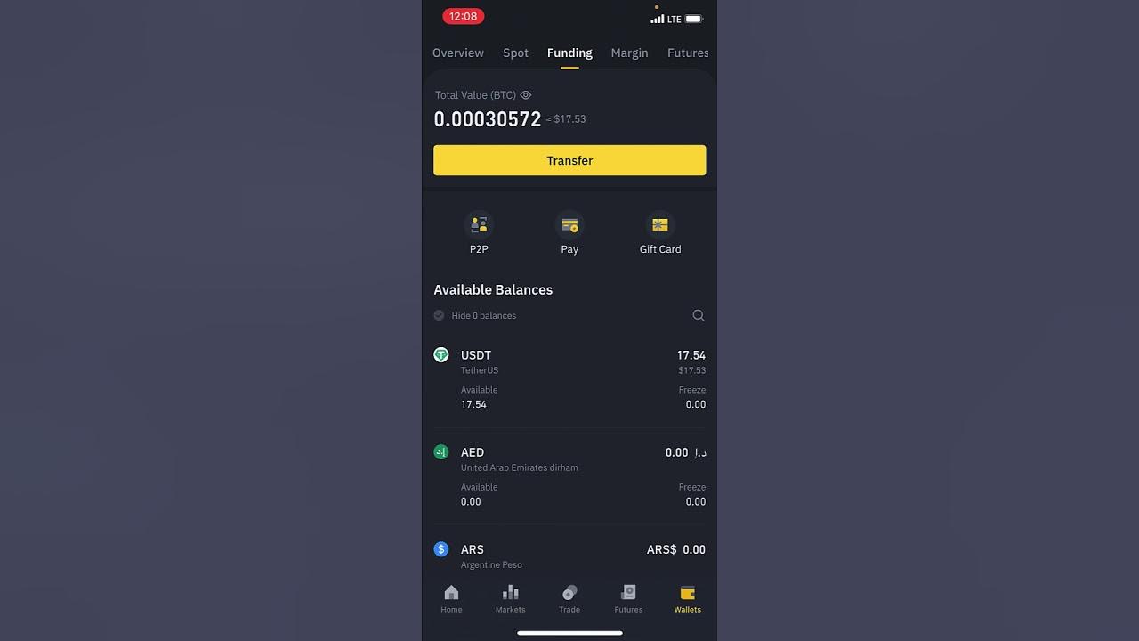 Binance Wallet balance overview
