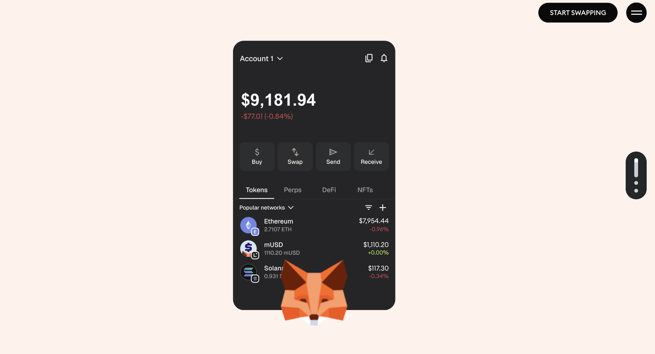 MetaMask wallet interface