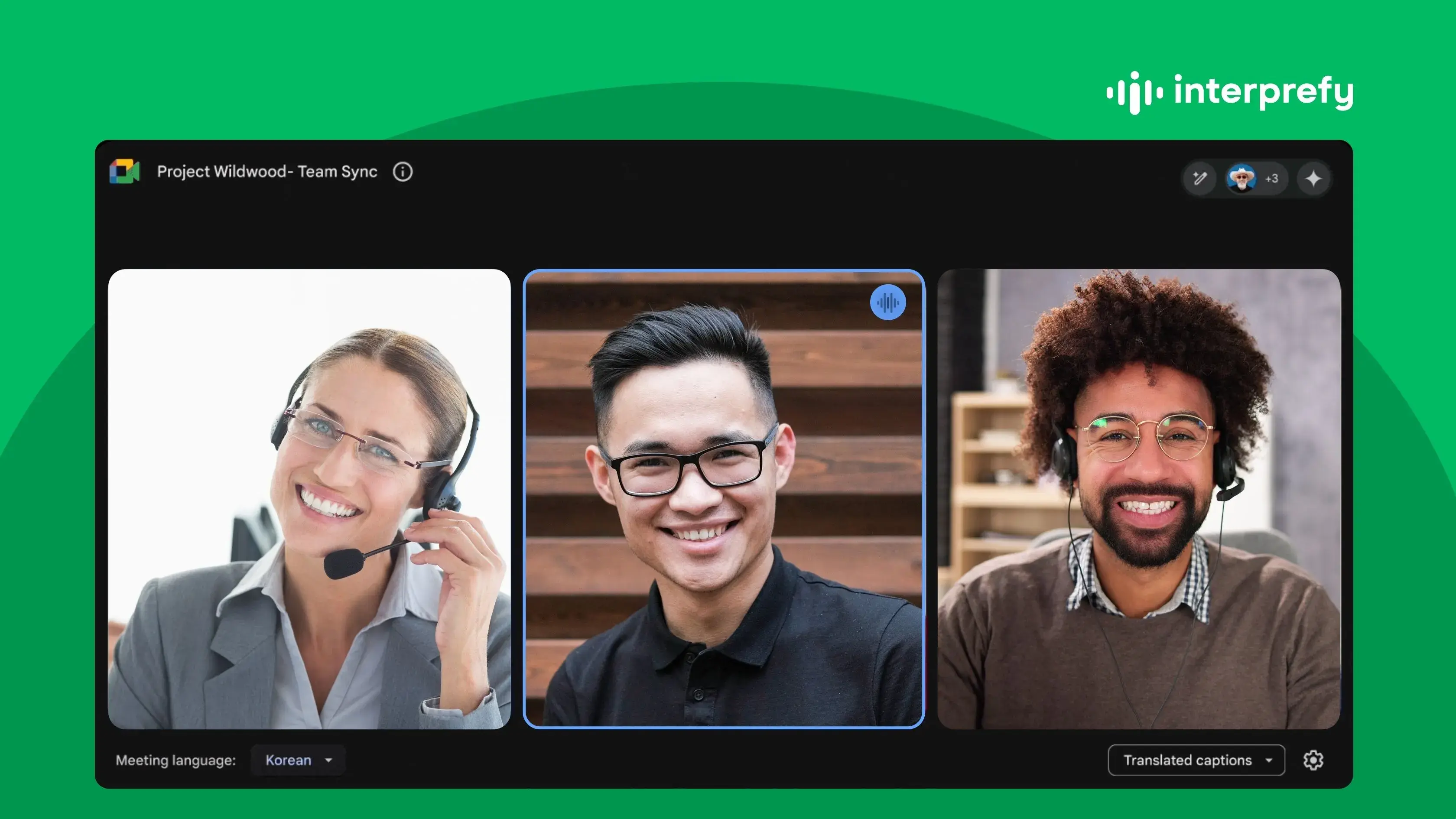 dMeet video call AI translation interface