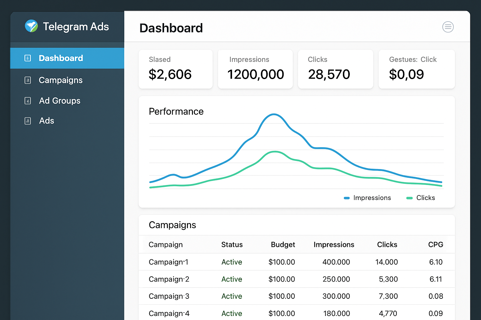 Telegram Ads platform dashboard