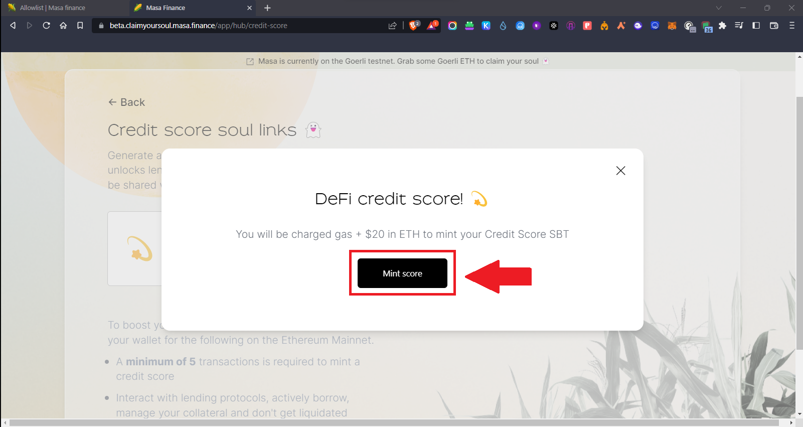 Masa Finance soulbound tokens credit score