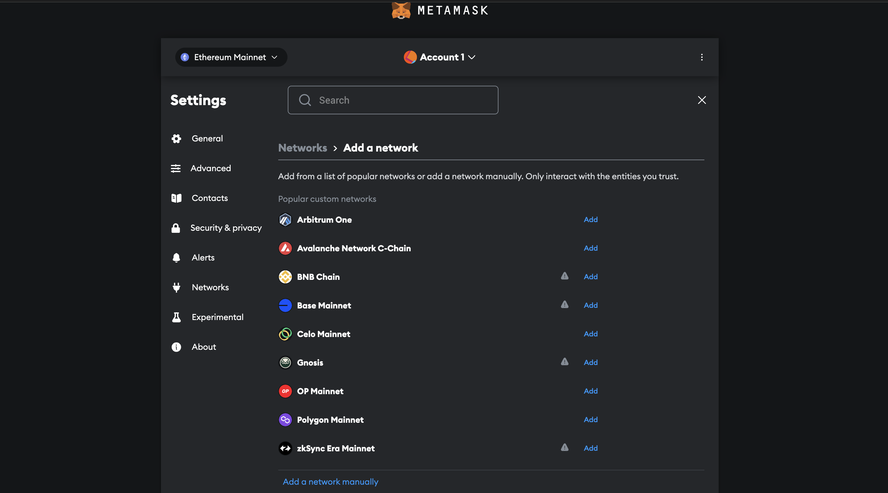 Base Mainnet network settings in MetaMask