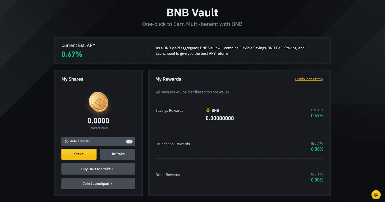 Binance BNB staking rewards