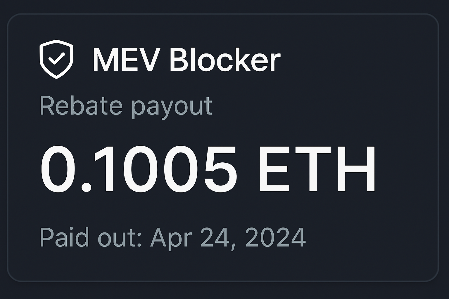 MEV Blocker rebate payout screenshot