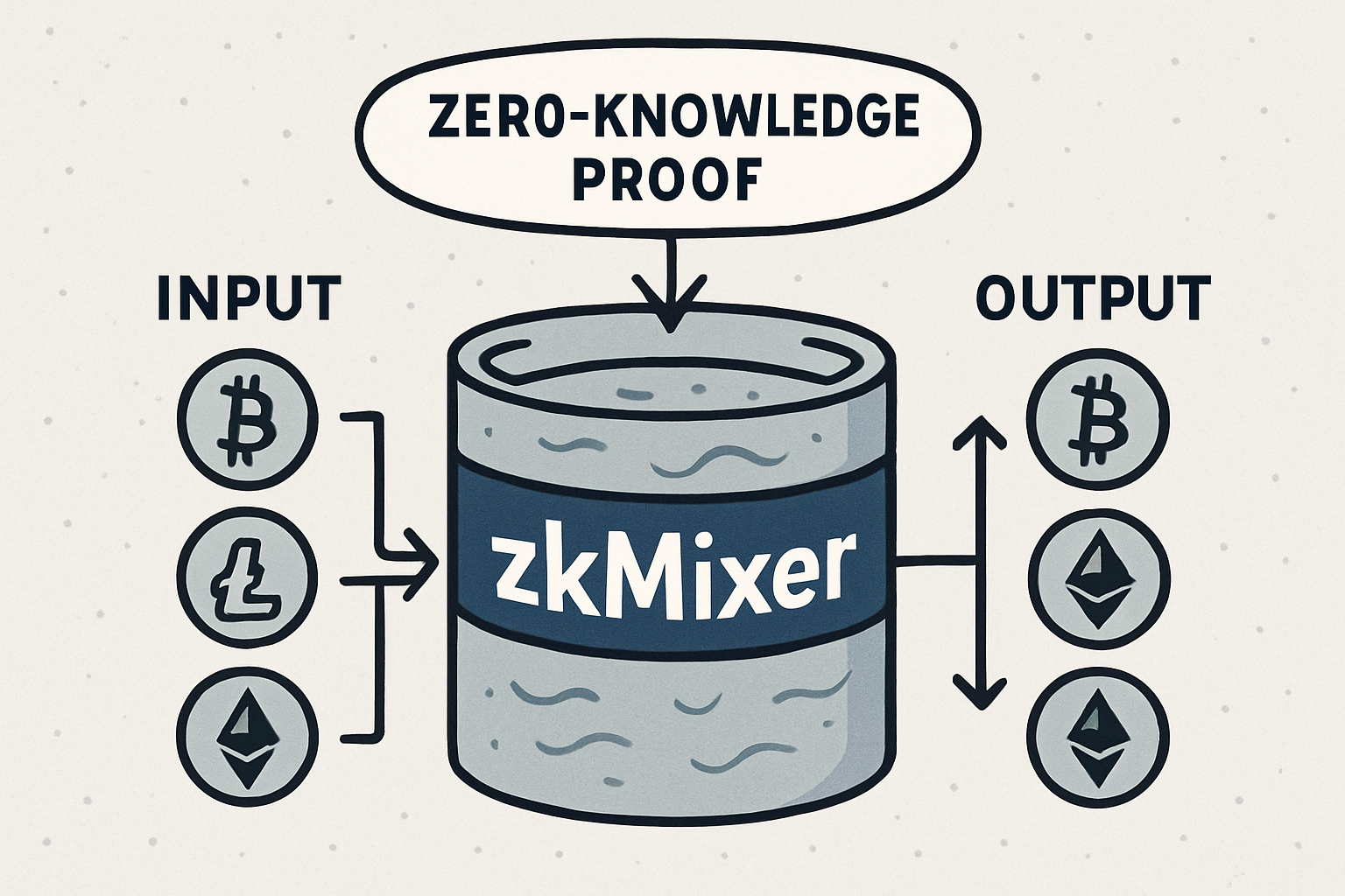 zkMixer zero-knowledge proof crypto mixer illustration
