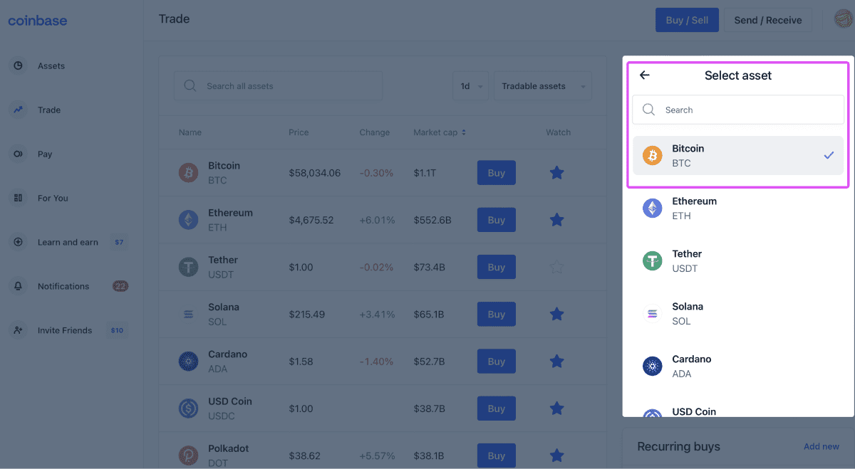 Coinbase DEX trade confirmation