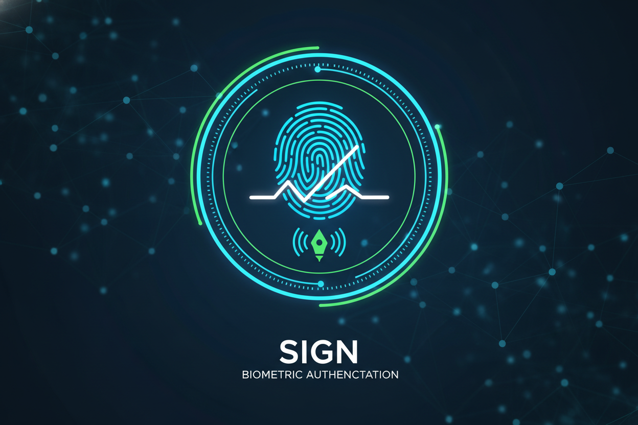 biometric fingerprint signing icon