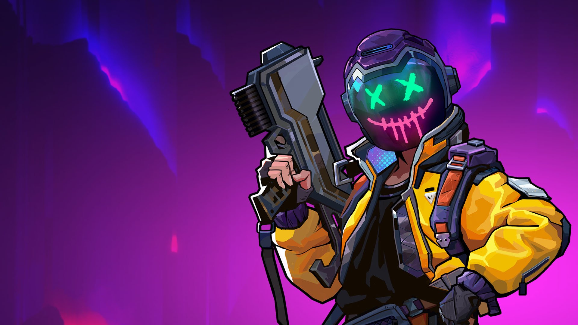 Neon Abyss cyberpunk runner game art