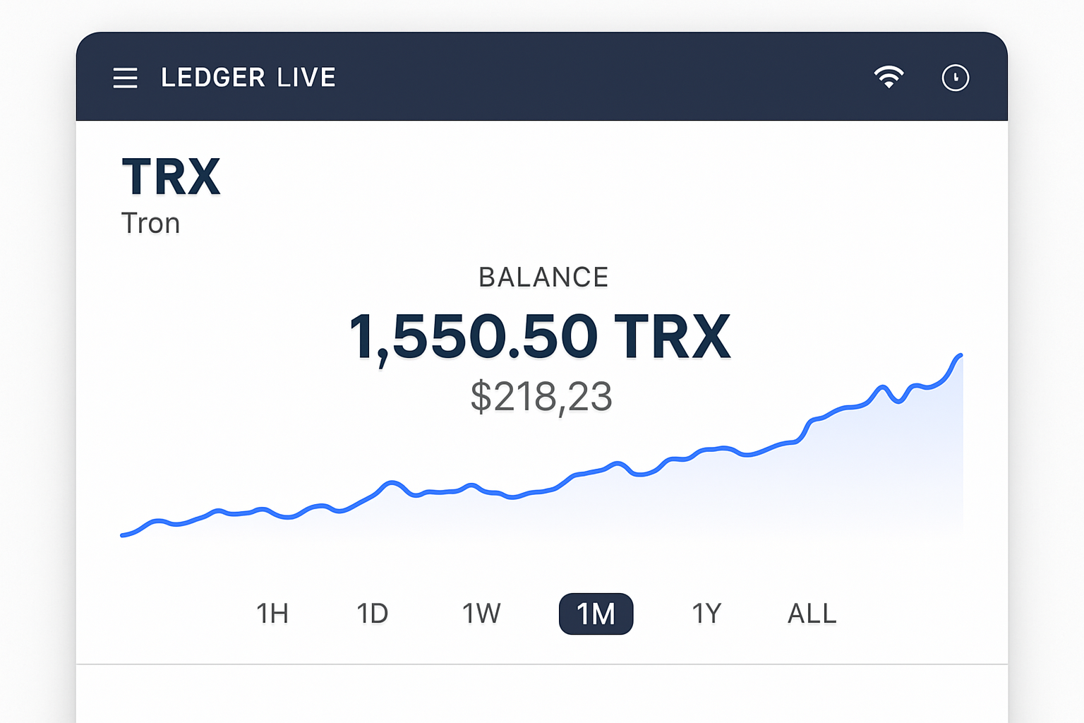 TRX balance in Ledger Live