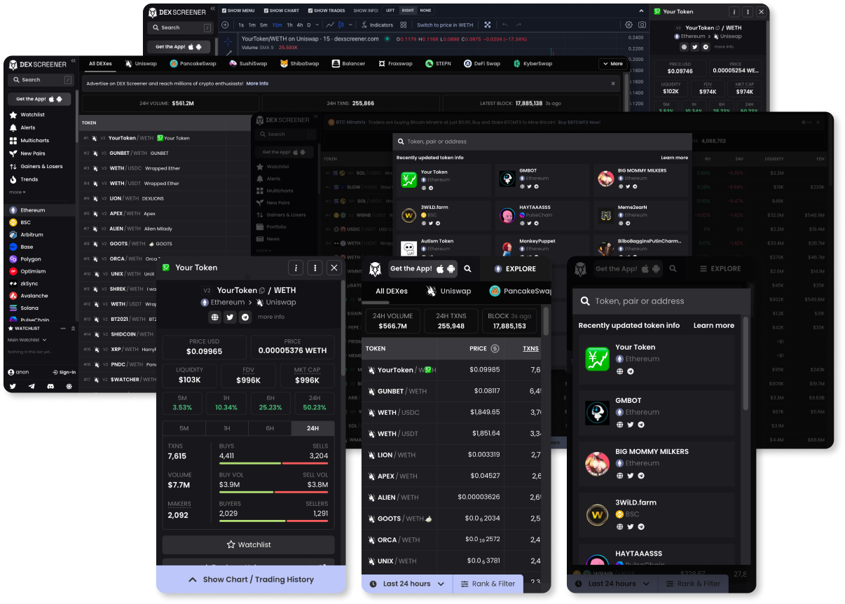 Dexscreener real-time crypto dashboard