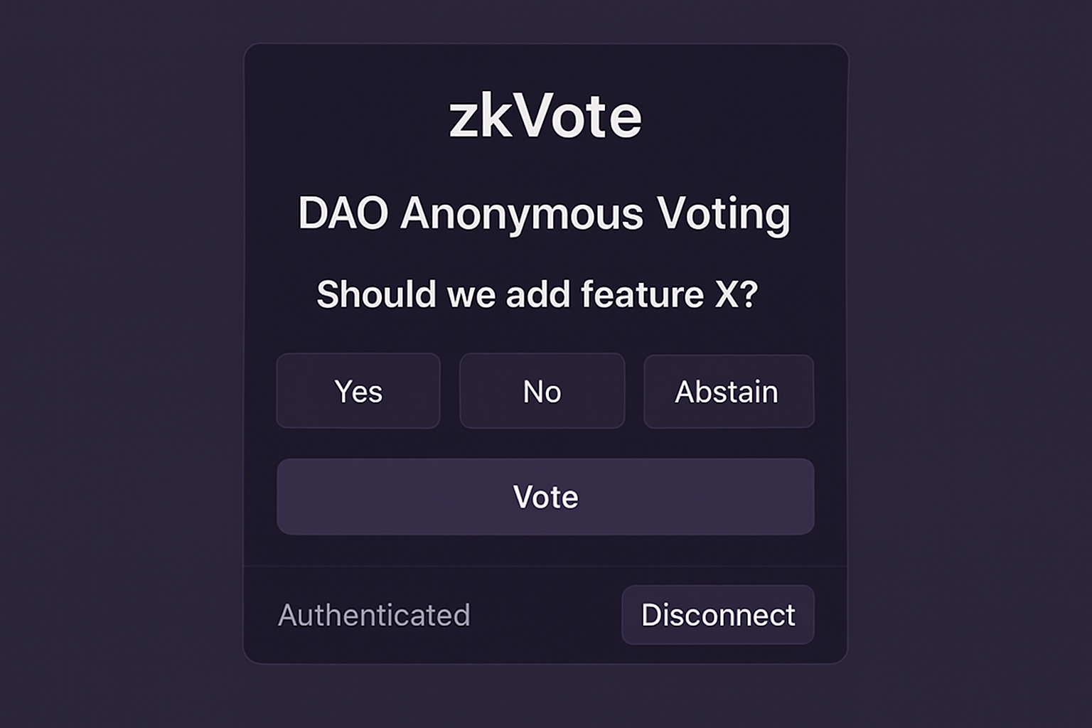 zkVote DAO anonymous voting interface