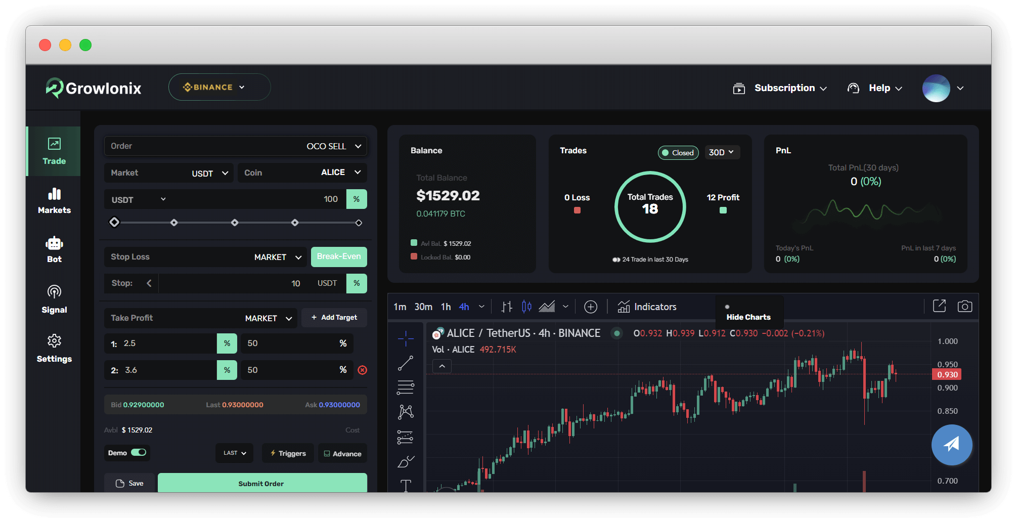 OctoBot AI crypto trading bot dashboard