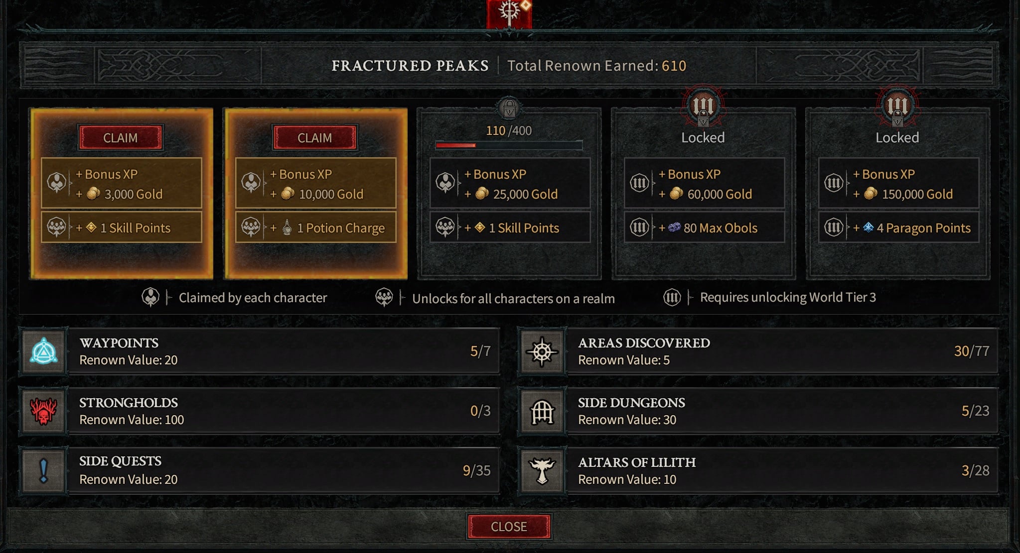 reward claiming interface