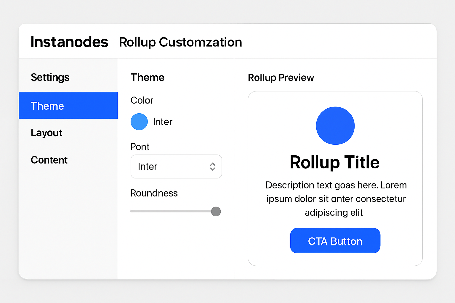 Instanodes rollup customization interface