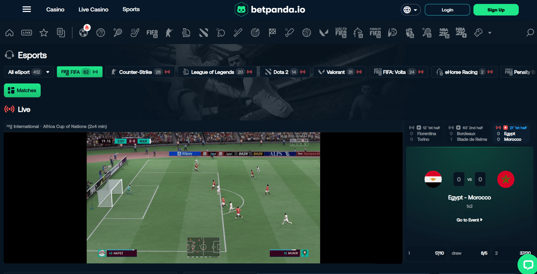 Betplay.io esports betting interface