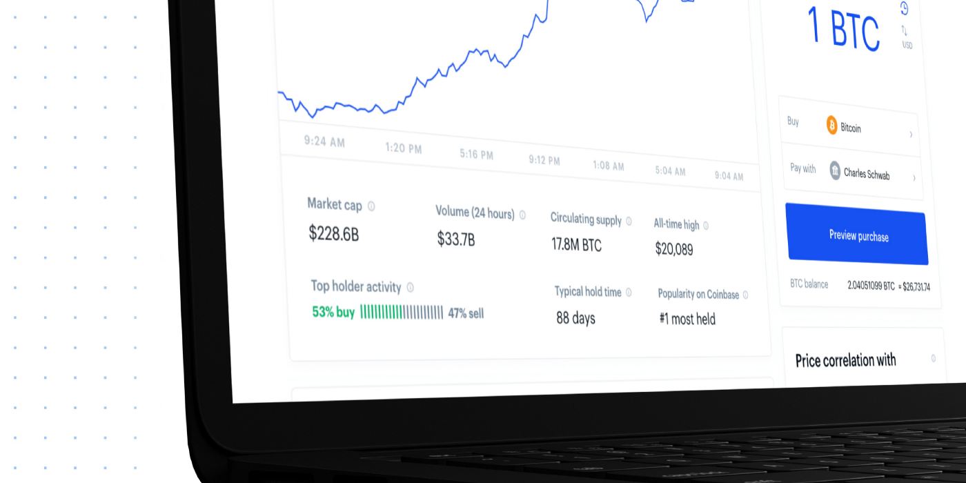Coinbase crypto-backed stock trading interface