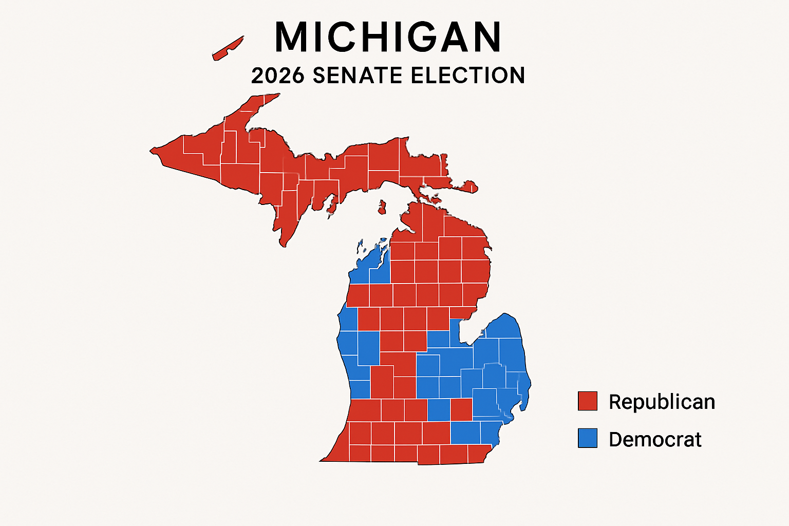 Michigan 2026 Senate election map