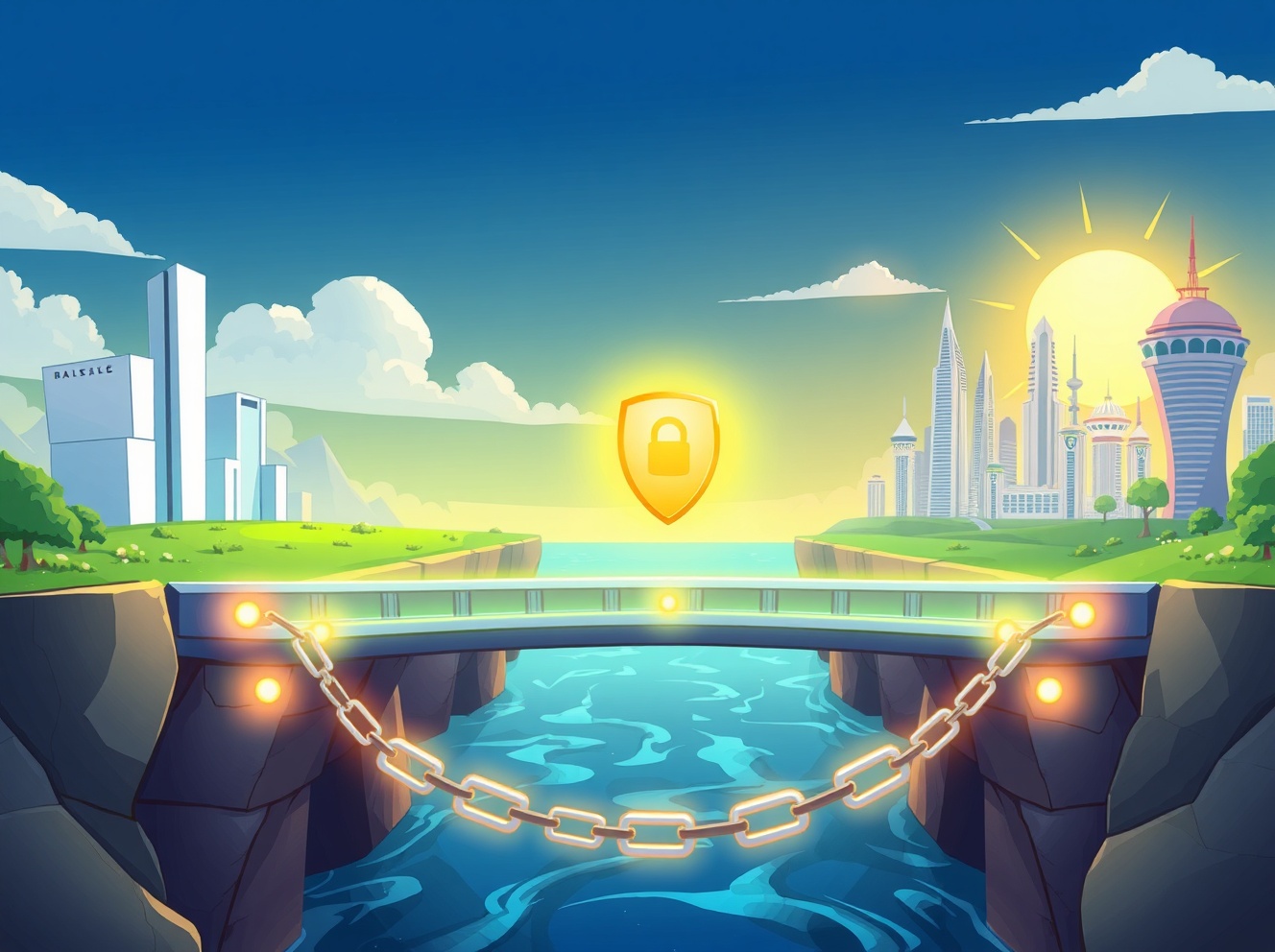 blockchain bridge-free transfer illustration