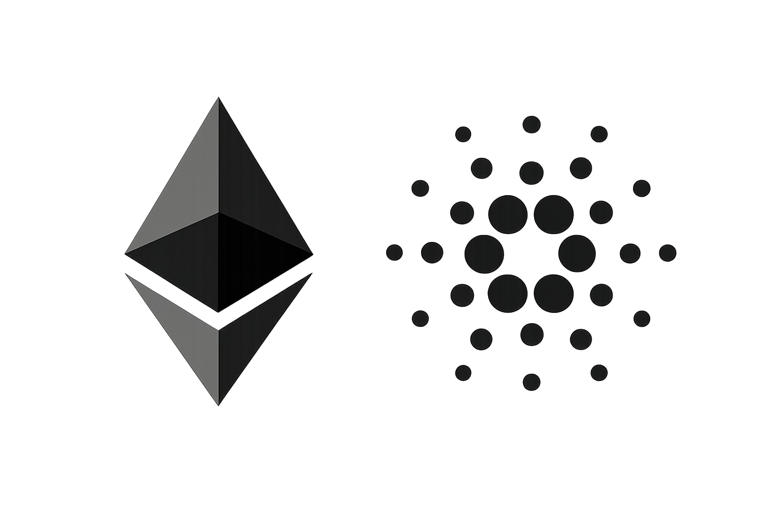Ethereum and Cardano logos