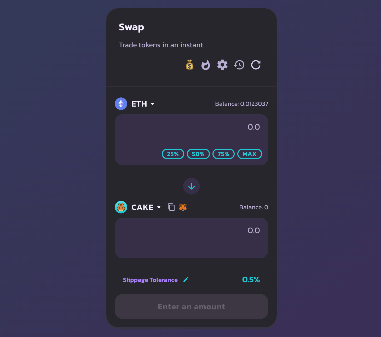 Uniswap PancakeSwap decentralized exchange interface