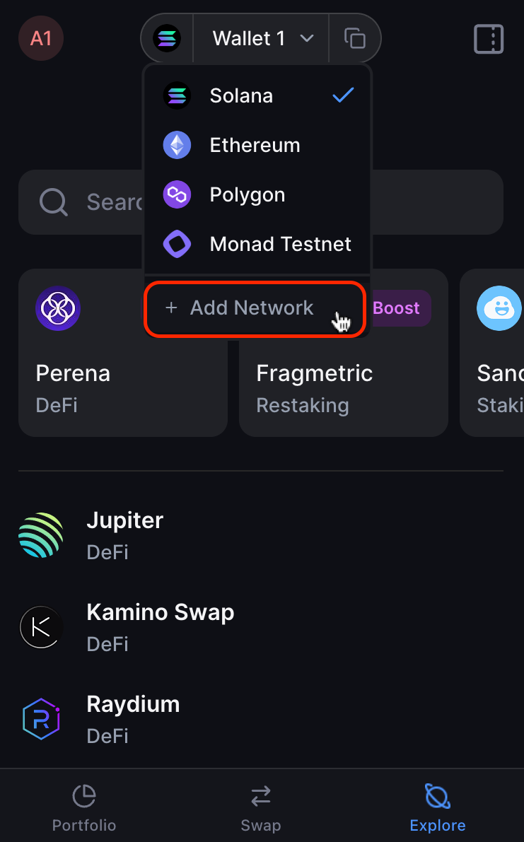 Backpack Wallet DeFi dashboard