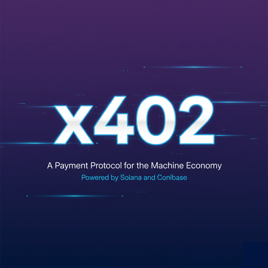 Diagram of x402 HTTP 402 payment flow for AI API inference requests showing protocol sequence for pay-per-use billing on Solana and Base