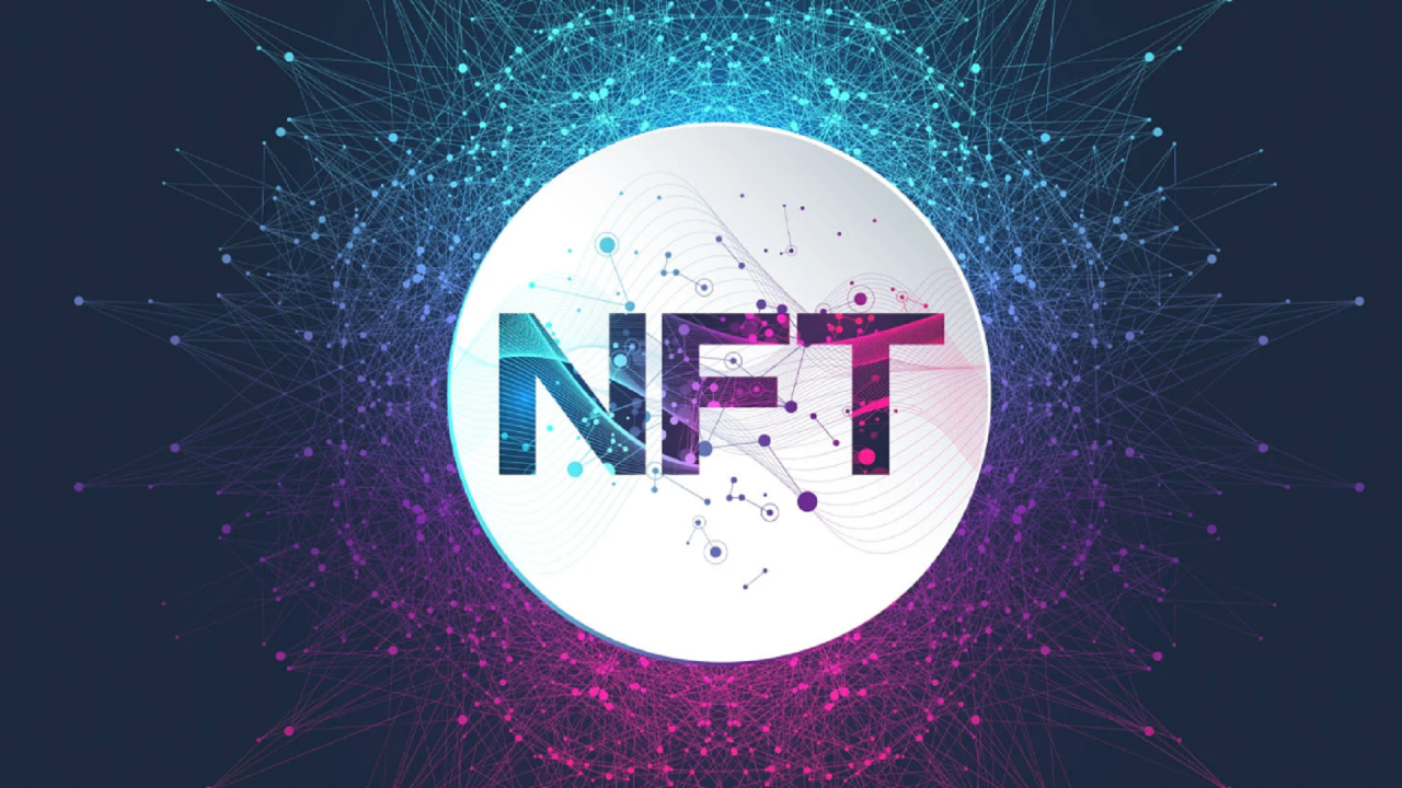 Digital artwork of copyright symbol shattering into glowing NFT tokens on blockchain network, symbolizing fractional IP ownership and monetization for creators