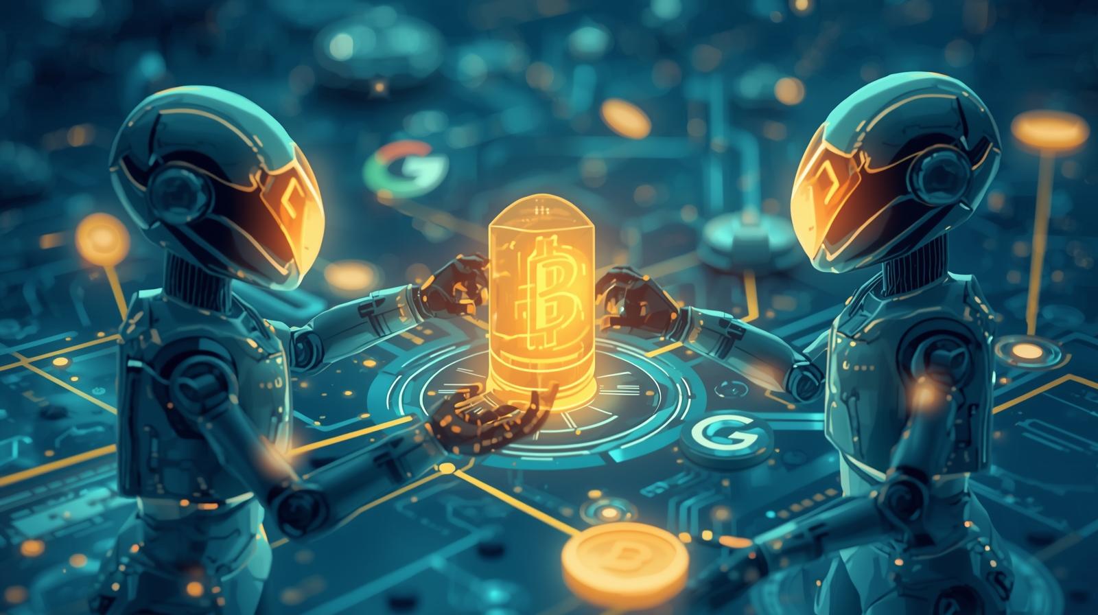 Digital illustration of stablecoins flowing into a blockchain-based insurance vault, representing on-chain reinsurance protocols like Re connecting crypto assets with real-world insurance premiums.