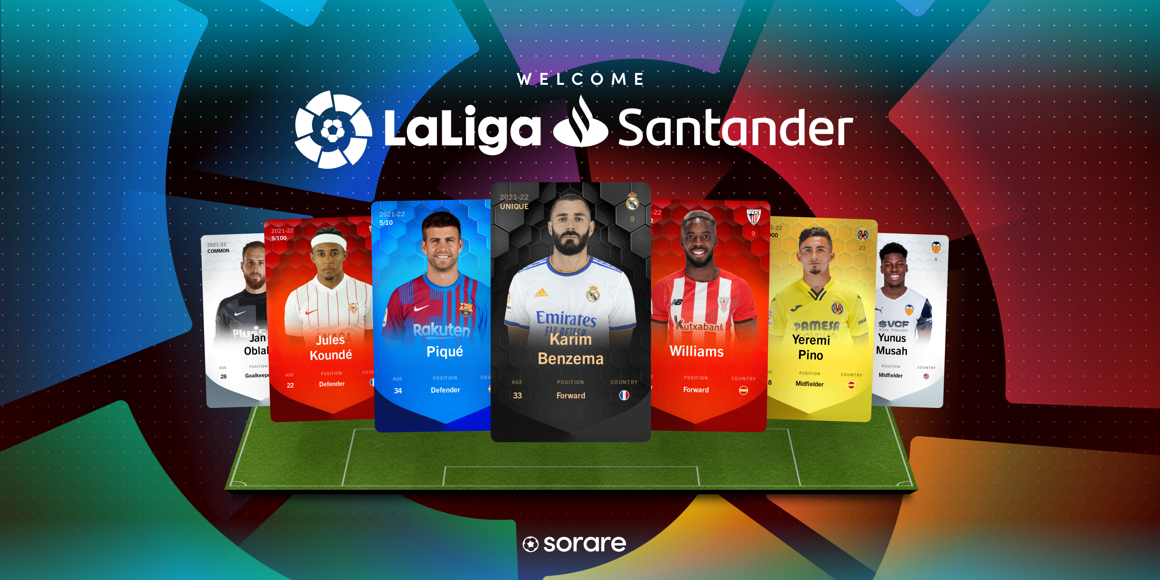 Sorare digital player cards showcasing tokenized fantasy football assets on blockchain