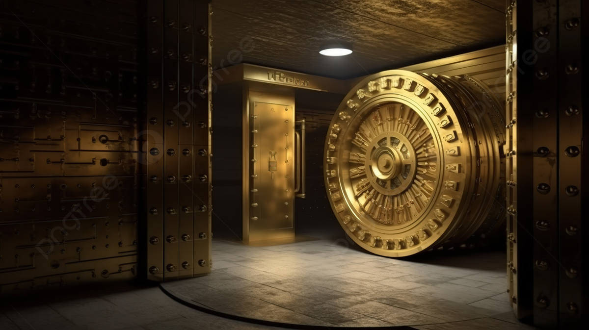 Digital vault illustration symbolizing secure blockchain-based gold storage for tokenized gold investments.