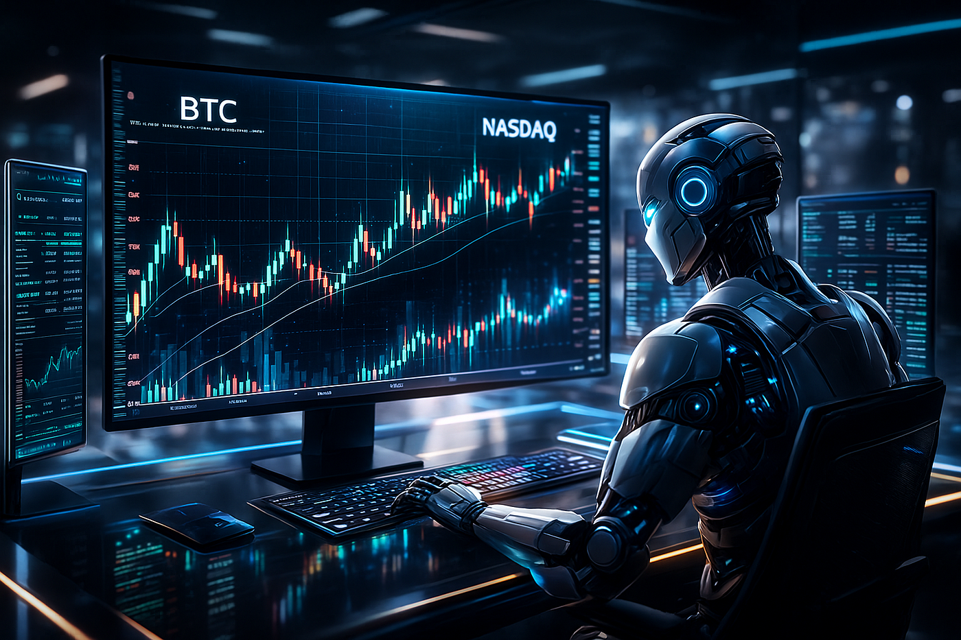 Dramatic conceptual chart illustrating AI crypto trading bot backtested profits versus live market losses, highlighting overfitting and failure in volatile crypto trading