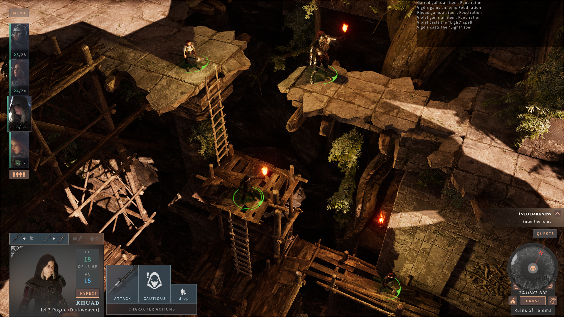 Dramatic Solasta: Crown of the Magister combat screenshot showcasing verticality, tactical depth, and turn-based RPG action evoking Baldur's Gate 3 hidden gem