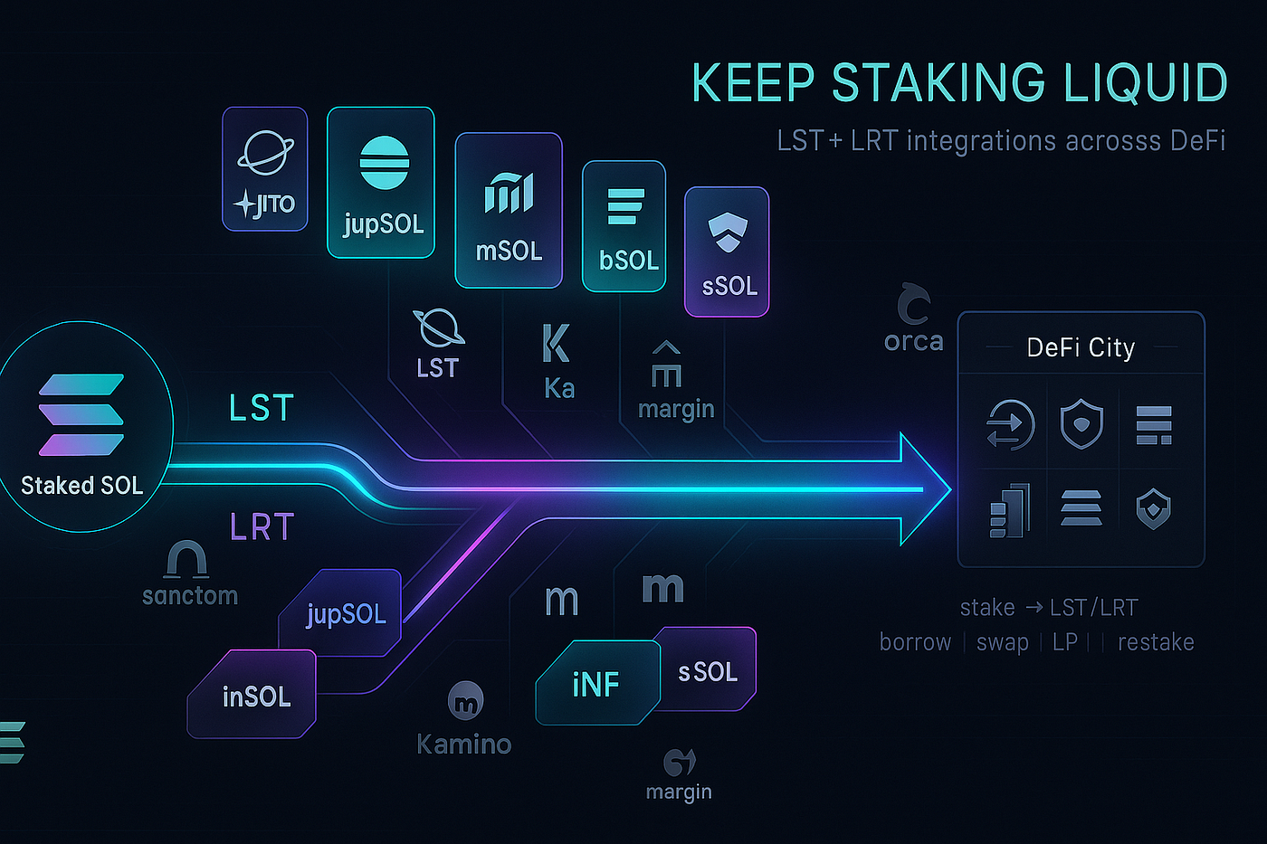 Dramatic DeFi wallet dashboard screenshot showing plummeting on-chain credit score with flashing liquidation alerts, maxed LTV ratios, and high-risk warnings for crypto lending risks