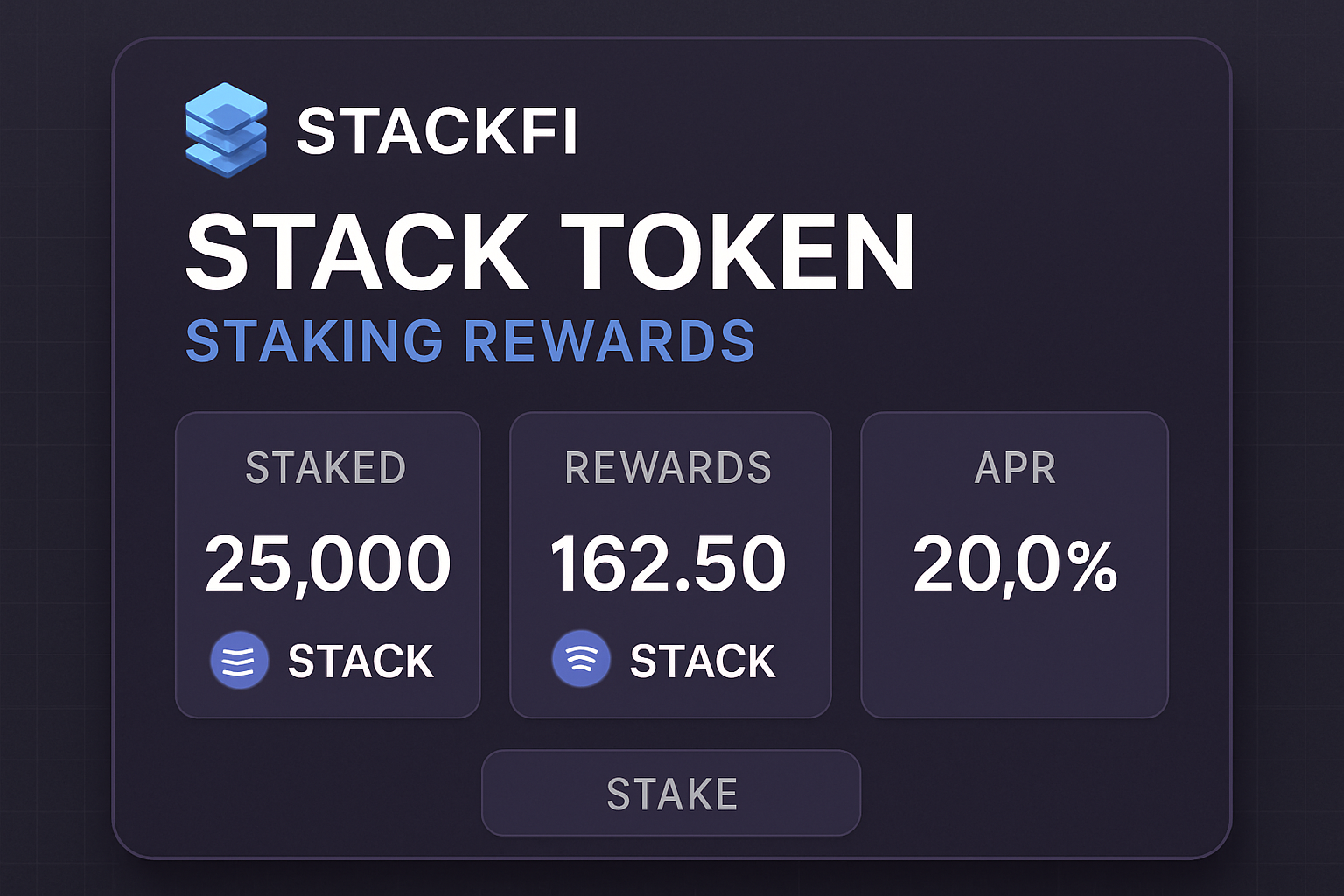 StackFi STACK token staking rewards dashboard