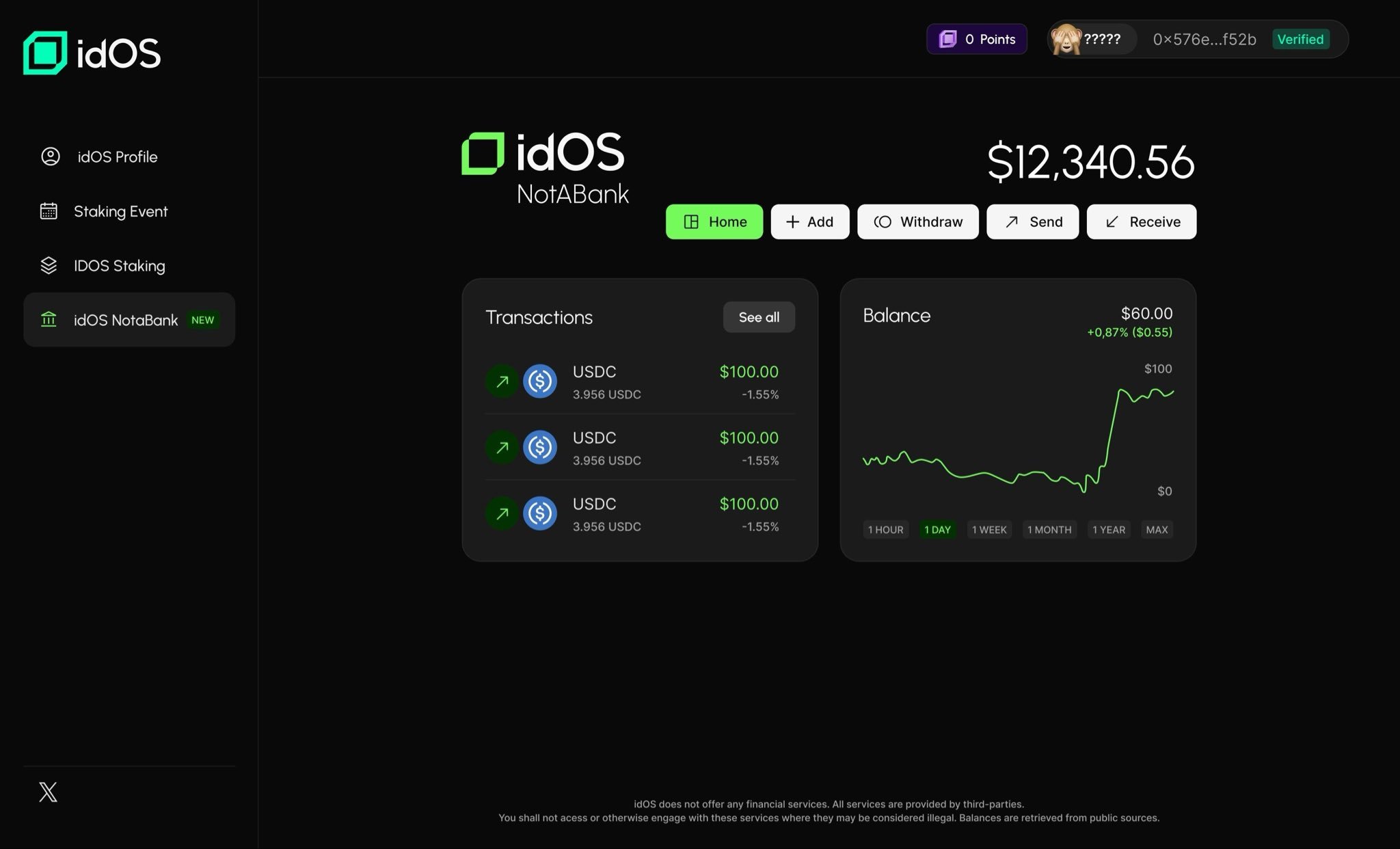 idOS stablecoin onboarding interface