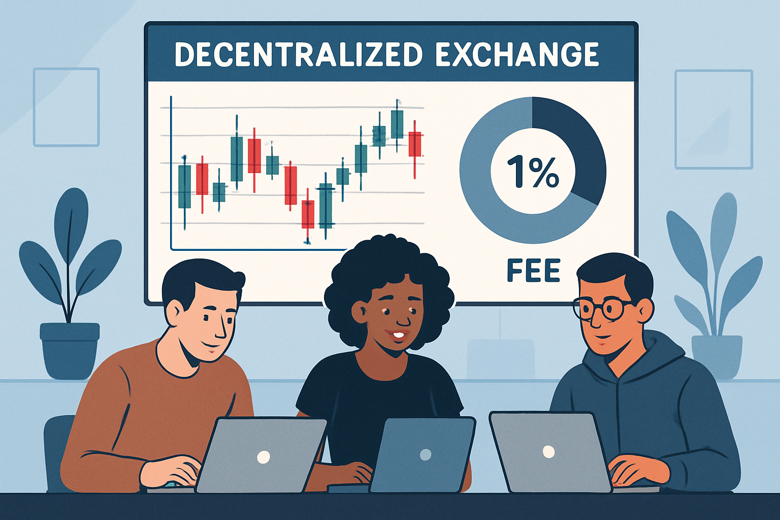 traders using a decentralized exchange with fee chart
