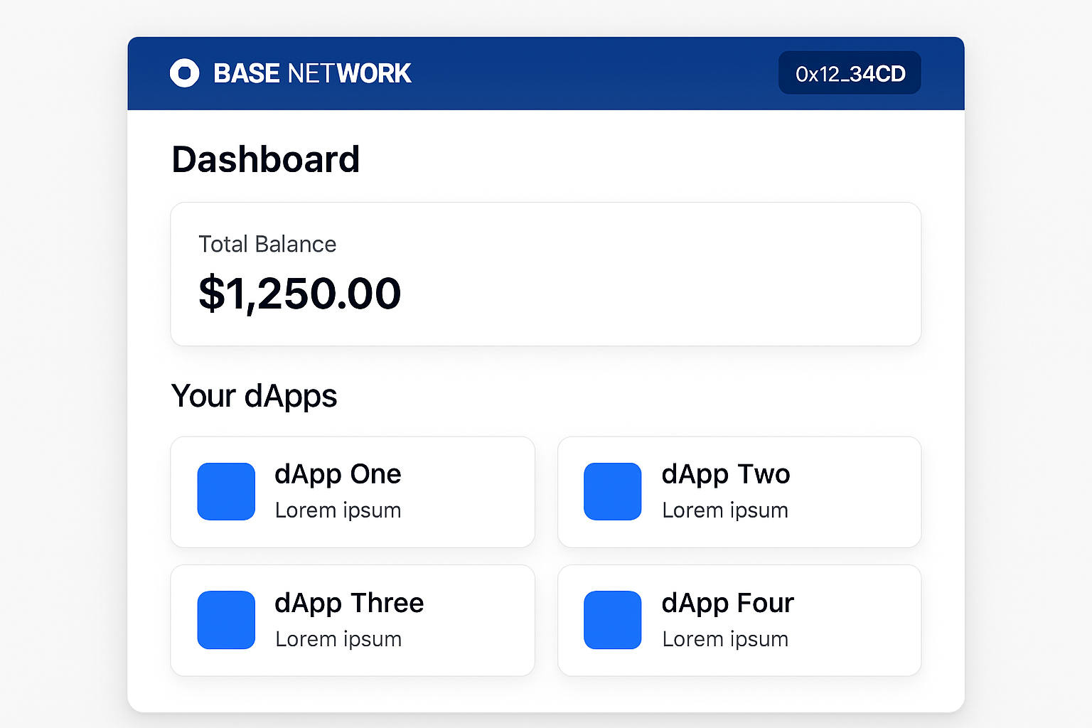 Base network dApp user interface screenshot
