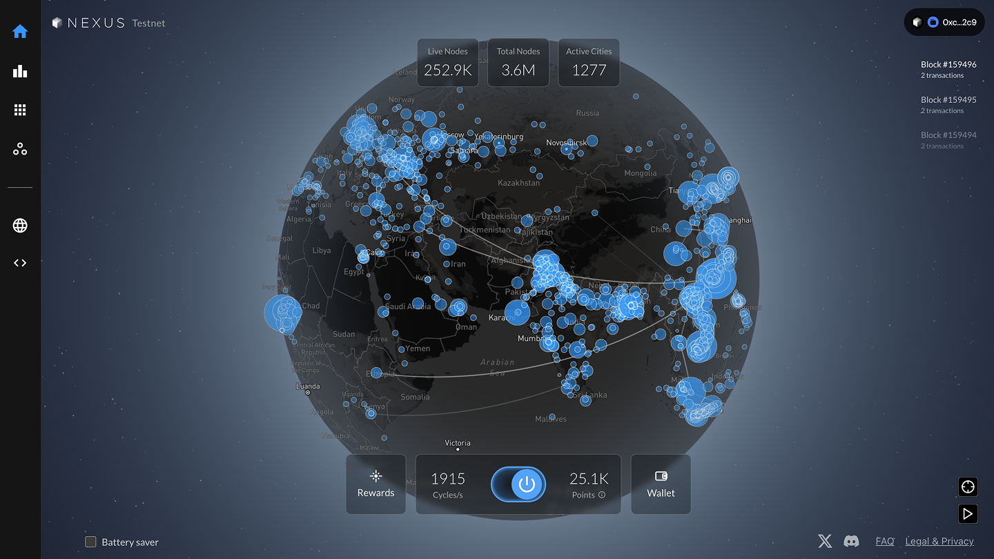 Blockchain game testnet interface