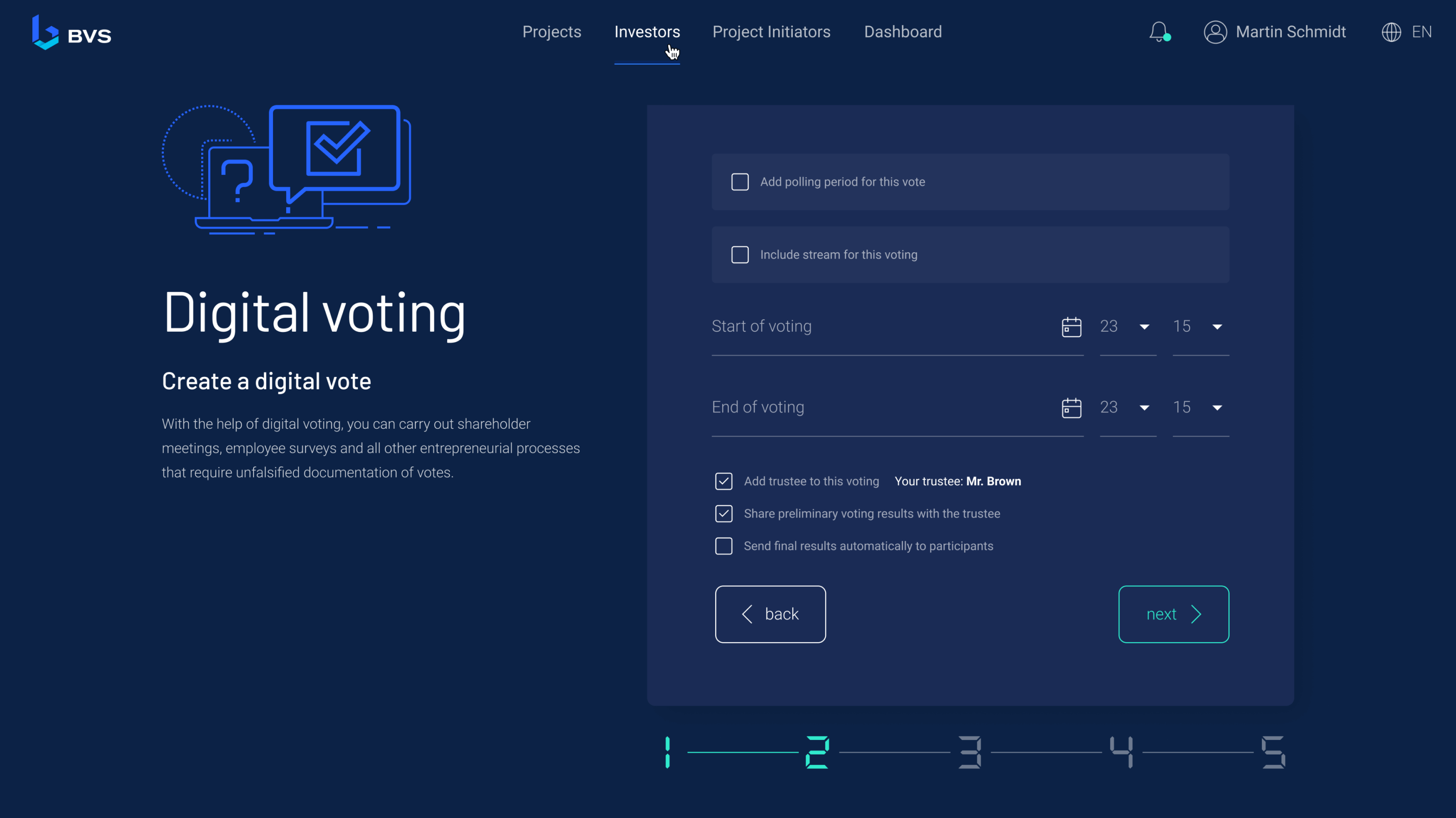 DAO voting dashboard in blockchain games