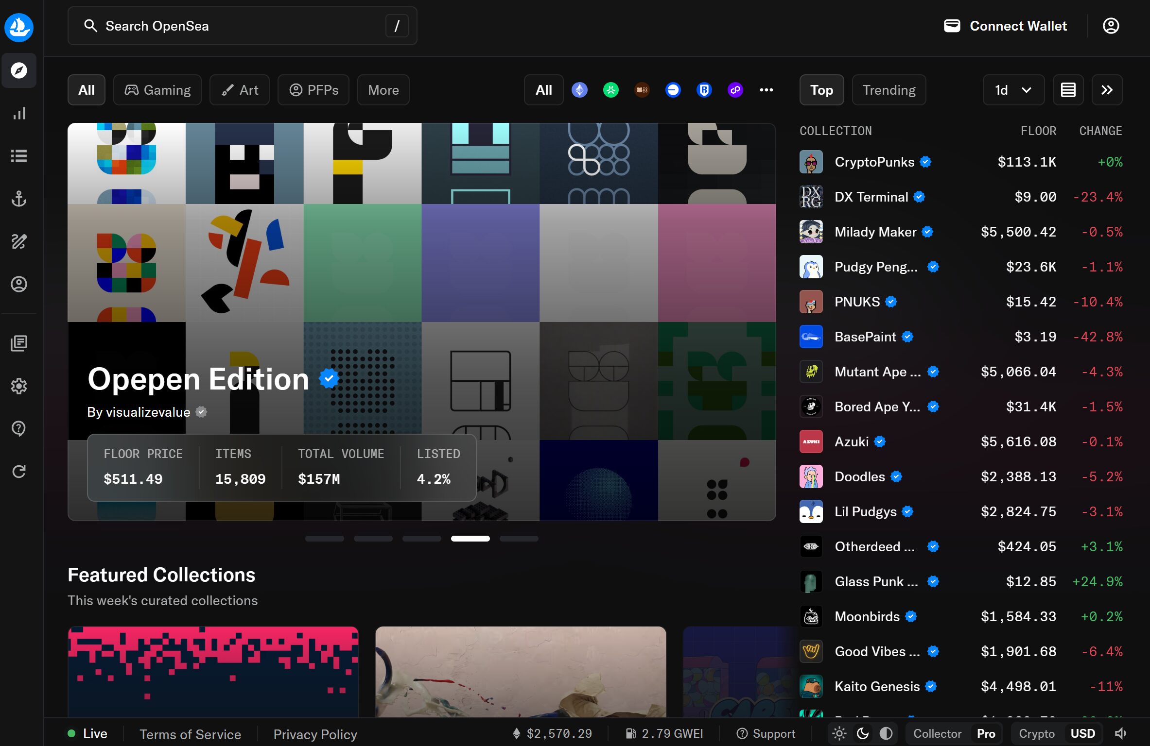 OpenSea NFT trading interface