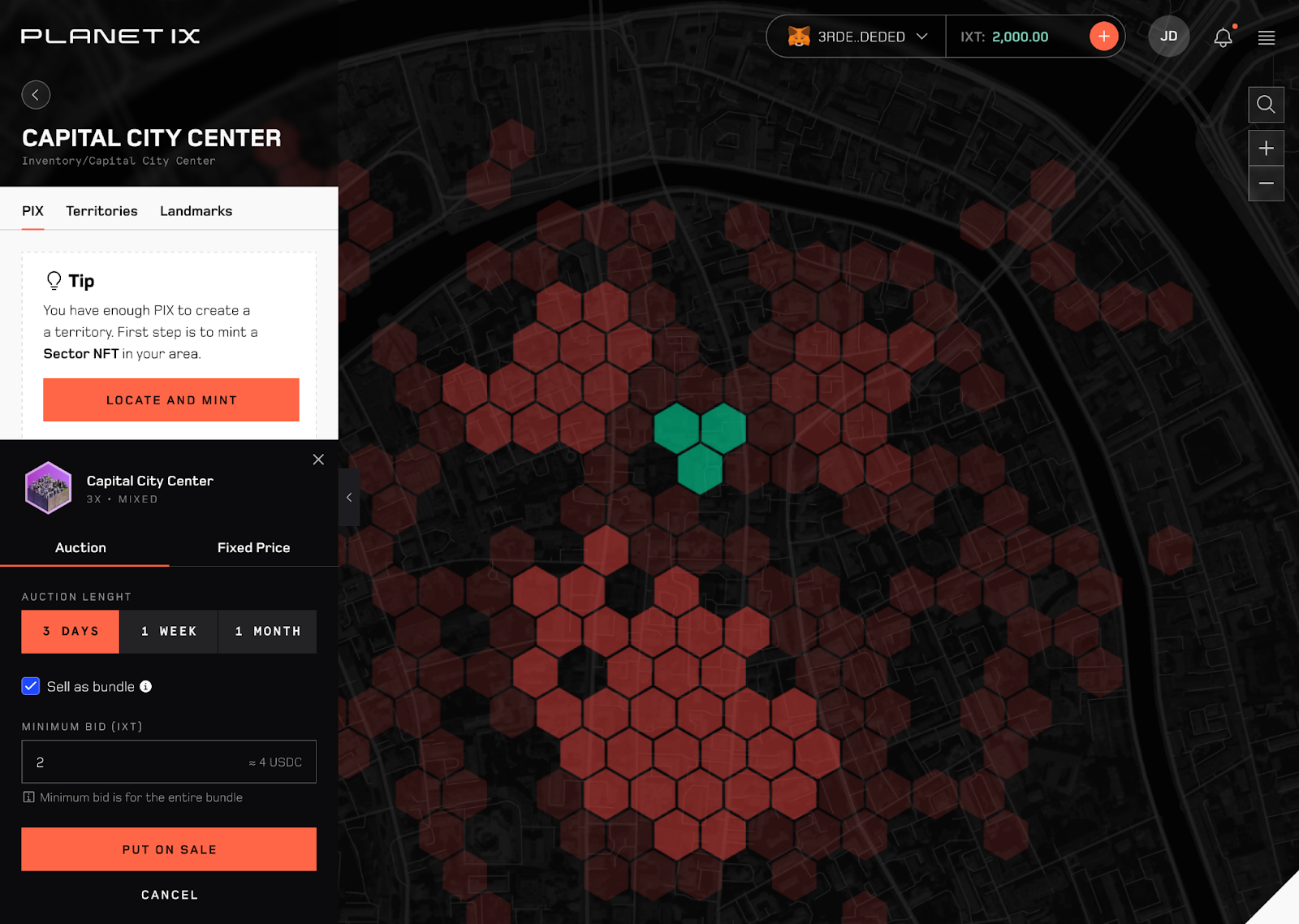 Planet IX NFT land parcel ownership