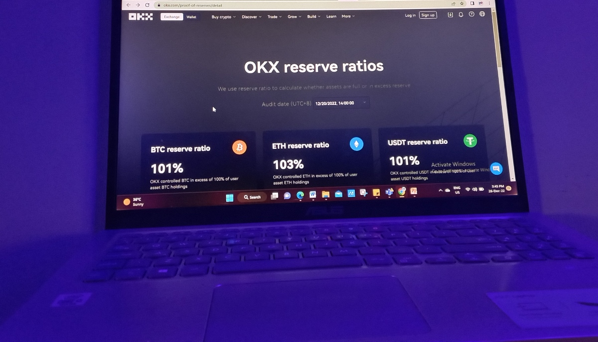 OKX Proof of Reserves report screenshot